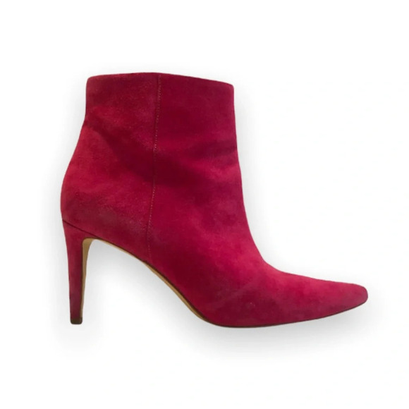 Sam Edelman Colorful Bold Hot Pink Suede Pointed Toe Ankle Booties Women's 6 - Picture 1 of 11